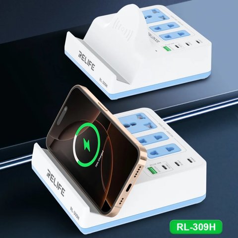 Сетевое зарядное устройство RELIFE RL-309H, 72 Вт, Wireless Charge, Quick Charge, Power Delivery (PD), с розеткой, 4 порта Превью 1