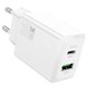 Мережевий зарядний пристрій Hoco N71, 30 Вт, Quick Charge, Power Delivery (PD), білий, 2 порта, gan, #6942007651387 Прев'ю 1