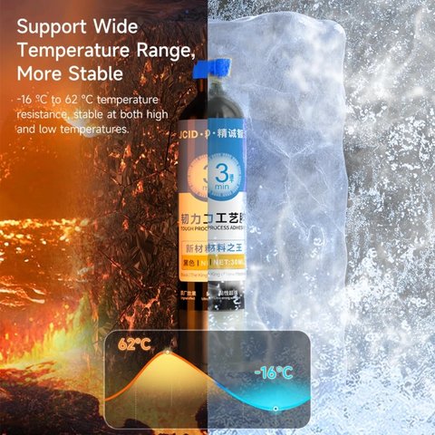 Adhesivo JCID TP-010B, poliuretano, negro, para pegar tapas traseras, para marcos de pantalla, de secado instantáneo, 10 ml Vista previa  3