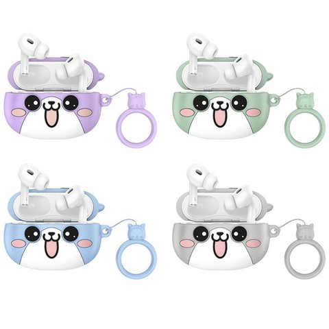 Гарнитура Hoco EW48, беспроводная, фиолетовая, белая, с силиконовым чехлом, purple cat, #6942007610018 Превью 1