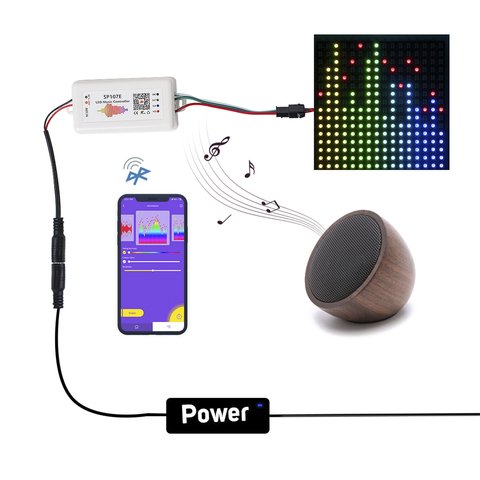 Контроллер с Bluetooth-управлением SP107E (960 пкс, RGB, WS2811, WS2812B, WS2813, SK6812 5-24 В) Превью 3